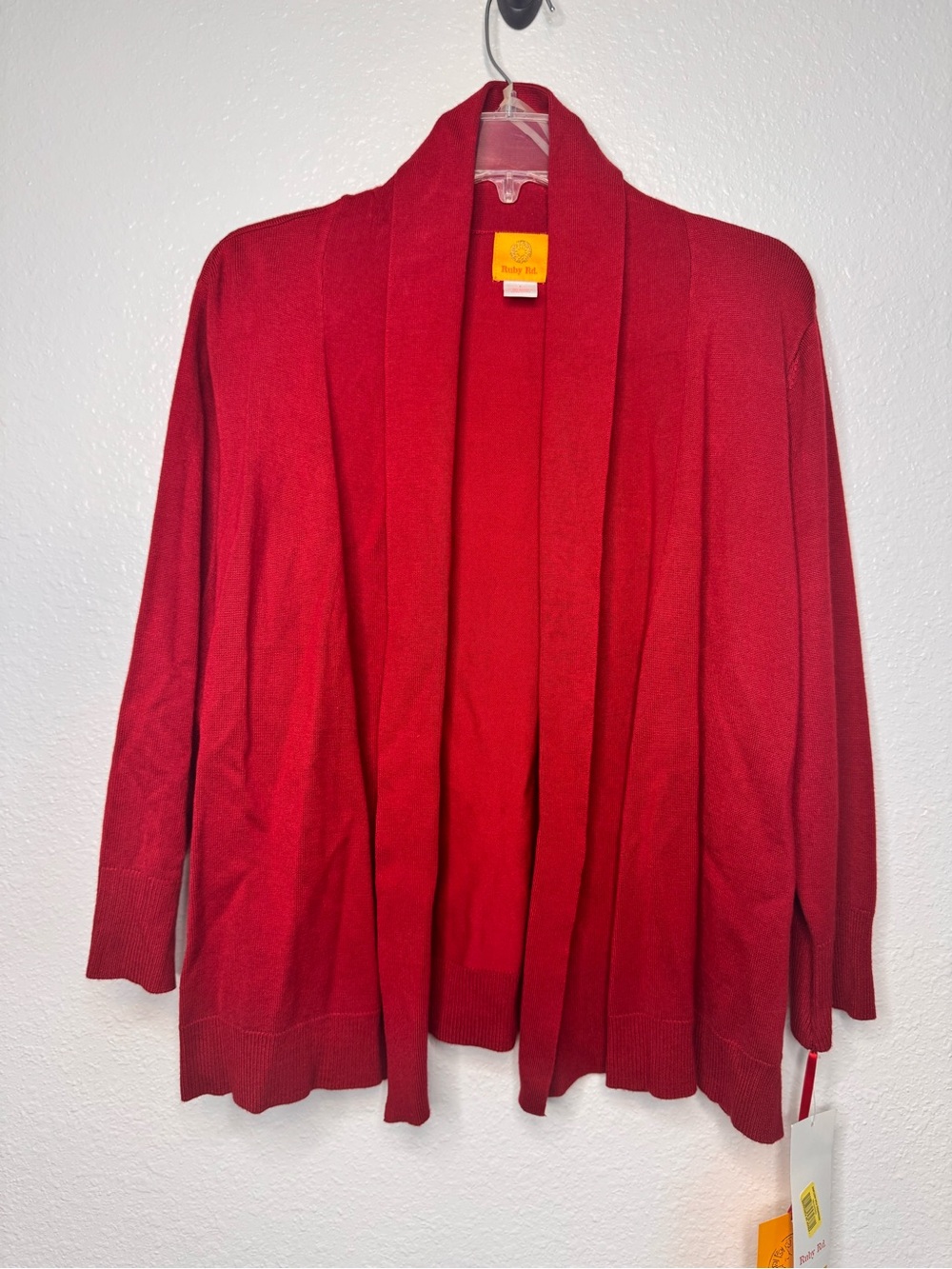 NWT Ruby Rd Red Open Cardigan Sweater Rayon Nylon size L